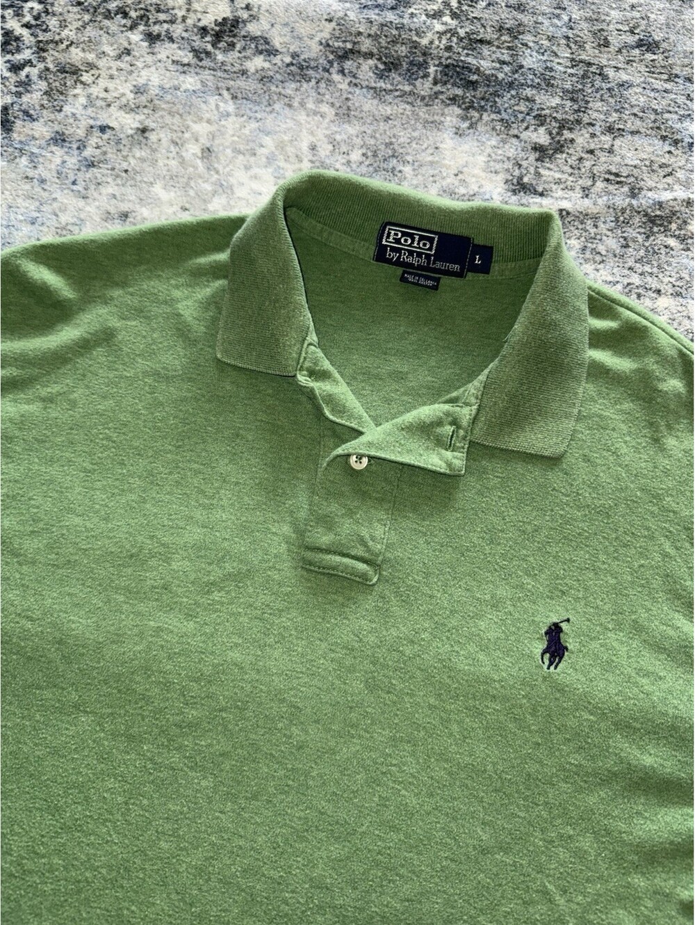 Polo Ralph Lauren Men’s Large Green Heather Cotton Polo Shirt Pony Logo L